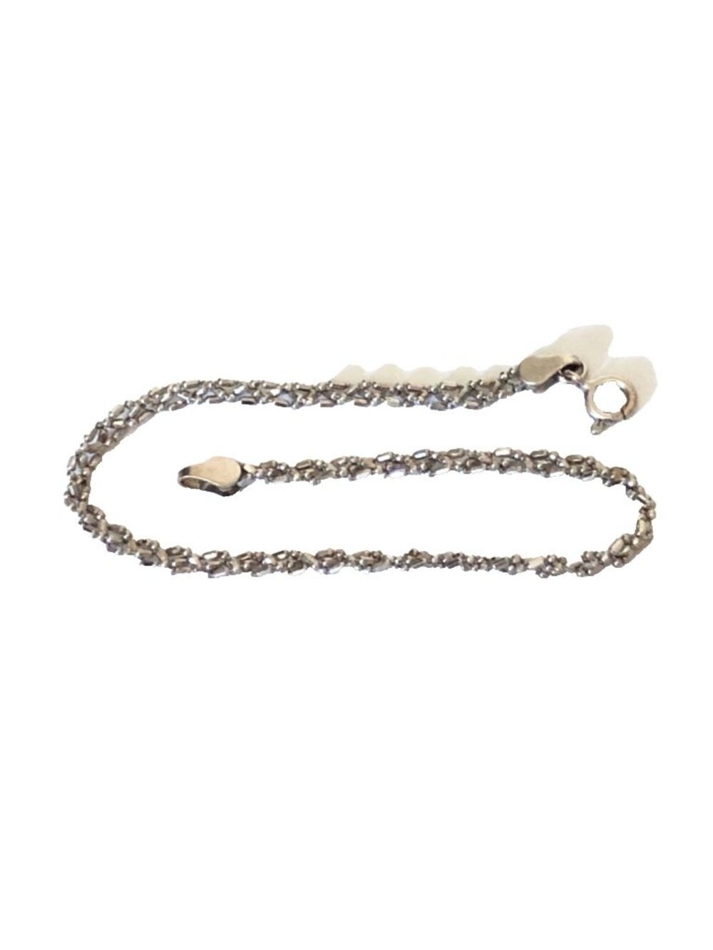 18k White Gold Braided Faceted Bar & Bead Pre-owned 7.5" Bracelet